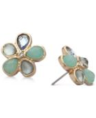 Lonna & Lilly Gold-tone Blue Stone Flower Stud Earrings