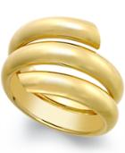 Three Row Coil Bypass Ring In 14k Gold