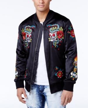 Reason Men's Satin Applique Bomber Jacket