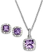 Sapphire (3 Ct. T.w.) & Diamond Accent Sterling Silver 18 Pendant Necklace And Stud Earrings (also In Blue Topaz)