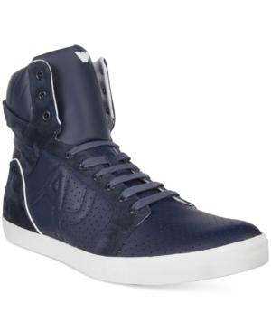 Armani Jeans Men's Micro Perforated Hi-top Sneaker Men's Shoes