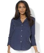 Lauren Ralph Lauren Petite Three-quarter-sleeve Polka-dot Shirt