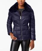 Kenneth Cole Faux-fur-collar Down Puffer Coat, Created For Macy's