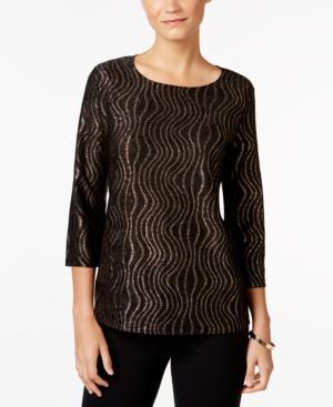 Jm Collection Wave-print Jacquard Top, Only At Macy's