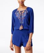 American Rag Embroidered Tassel-tie Romper, Only At Macy's