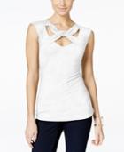 Inc International Concepts Petite Cap-sleeve Cutout Top
