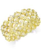 Charter Club Gold-tone White Bead And Crystal Stretch Bracelet, Only At Macy's