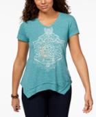 Style & Co Printed Asymmetrical-hem T-shirt, Created For Macy's