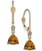 Citrine (1-1/2 Ct. T.w.) And Diamond Accent Drop Earrings In 14k Gold