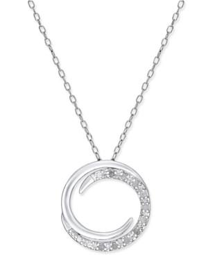 Diamond Circle Pendant Necklace (1/10 Ct. T.w.) In Sterling Silver