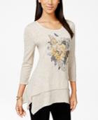 Style & Co. Printed Chiffon Hem Top, Only At Macy's