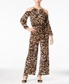 Thalia Sodi Leopard-print Cold-shoulder Jumpsuit, Only At Macy's