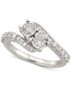 Diamond Two-stone Swirl Engagement Ring (1 Ct. T.w.) In 14k White Gold