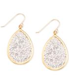 Crystal Pave Teardrop Drop Earrings In 10k Gold