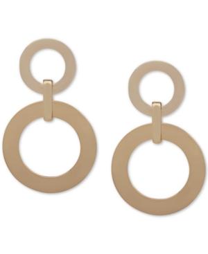Dkny Gold-tone Ring Double Drop Earrings