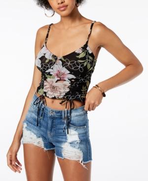 Guess Odette Printed Drawstring Crop Top