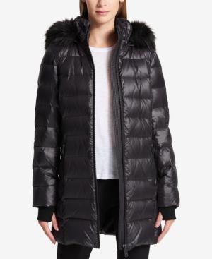 Dkny Faux-fur-trim Puffer Coat