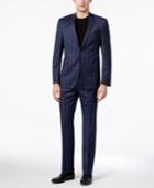 Dkny Men's Slim-fit Blue Tonal Plaid Suit