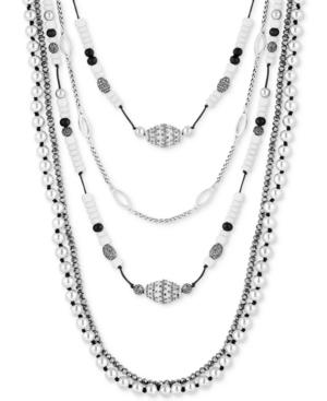 Lucky Brand Silver-tone Multi-stone Beaded Multi-layer Necklace