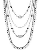Lucky Brand Silver-tone Multi-stone Beaded Multi-layer Necklace