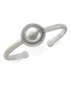 Lucky Brand Silver-tone Imitation Pearl Cuff Bracelet