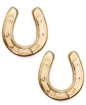 10k Gold Earrings, Horseshoe Stud Earrings