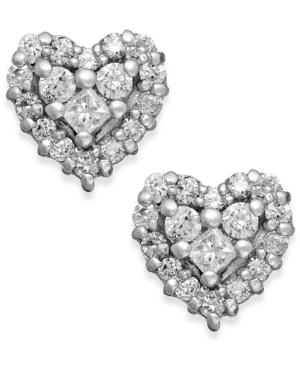 Effy Diamond Heart Stud Earrings In 14k White Gold (1/2 Ct. T.w.)