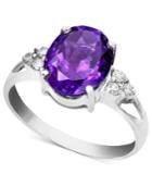 14k White Gold Ring, Amethyst (2-1/3 Ct. T.w.) And Diamond Accent Oval