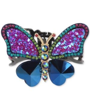 Betsey Johnson Hematite-tone Multi-stone Butterfly Cuff Bracelet