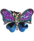 Betsey Johnson Hematite-tone Multi-stone Butterfly Cuff Bracelet