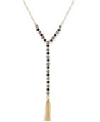 Inc International Concepts Gold-tone Black And Tan Crystal Tassel Necklace, Only At Macy's