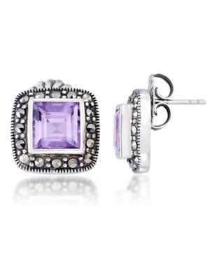 Amethyst (4 Ct. T.w.) & Marcasite Square Earrings In Sterling Silver