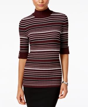 Style & Co. Striped Mock-neck Sweater, Only At Macy's