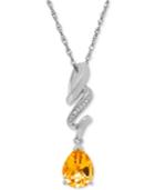 Citrine (1-1/2 Ct. T.w.) And Diamond Accent Swirly Pendant Necklace In Sterling Silver