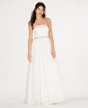 Say Yes To The Prom Juniors' Strapless Faux-feather Gown, Created For Macy's