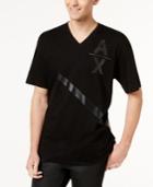 Armani Exchange Men's Single Stripe Studded-logo V-neck T-shirt