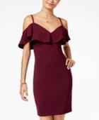 Emerald Sundae Juniors' Cold-shoulder Bodycon Dress