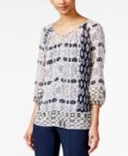 Style & Co. Printed Peasant Blouse, Only At Macy's