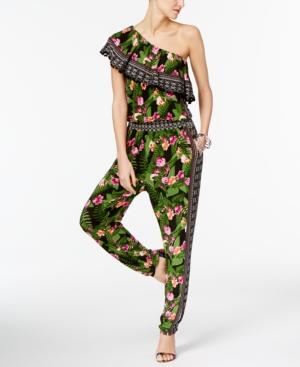 Inc International Concepts Petite Printed One-shoulder Jumpsuit, Only At Macy's