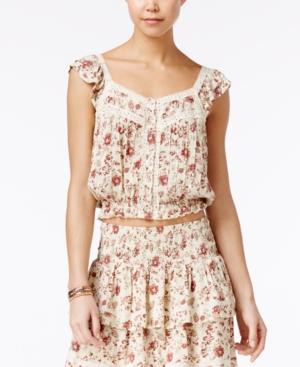 American Rag Printed Crochet-trim Blouse, Only At Macy's
