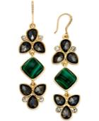 Charter Club Gold-tone Green Stone And Crystal Drop Earrings, Only At Macy's