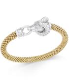 Diamond Pave Ram Bangle Bracelet (1/5 Ct. T.w.) In 14k Gold-plated Sterling Silver