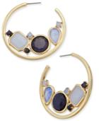 Kate Spade New York Gold-tone Blue Stone Hoop Earrings