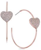 Kate Spade New York Rose Gold-tone Pave Heart Hoop Earrings