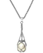 Pearl Lace By Effy Cultured Freshwater Pearl Cage Pendant Necklace In Sterling Silver (11-1/2mm)