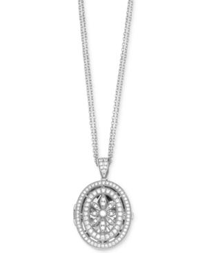 Giani Bernini Cubic Zirconia Pave Oval Locket In Sterling Silver, Created For Macy's