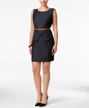 Connected Petite Denim Peplum Dress