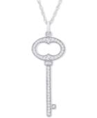 Diamond Key 18 Pendant Necklace (1/5 Ct. T.w.) In 14k White Gold