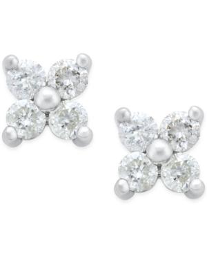 Diamond Flower Stud Earrings (1/5 Ct. T.w.) In Sterling Silver