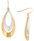 Two-tone Double Teardrop Drop Earrings In 10k Gold